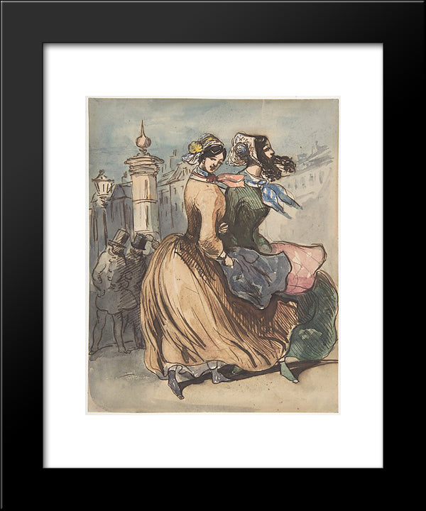 Two Grisettes 20x24 Black Modern Wood Framed Art Print Poster by Guys, Constantin