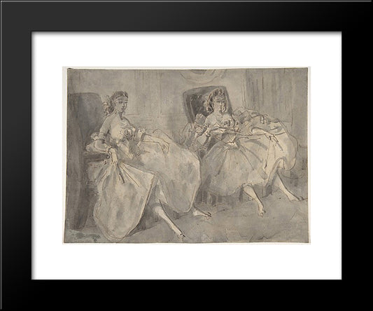 Two Seated Women 20x24 Black Modern Wood Framed Art Print Poster by Guys, Constantin