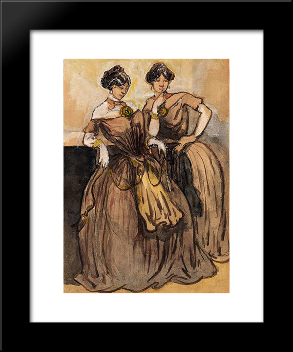 Two Women 20x24 Black Modern Wood Framed Art Print Poster by Guys, Constantin