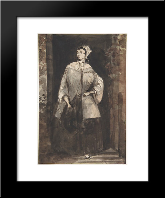 Woman Standing In A Doorway 20x24 Black Modern Wood Framed Art Print Poster by Guys, Constantin