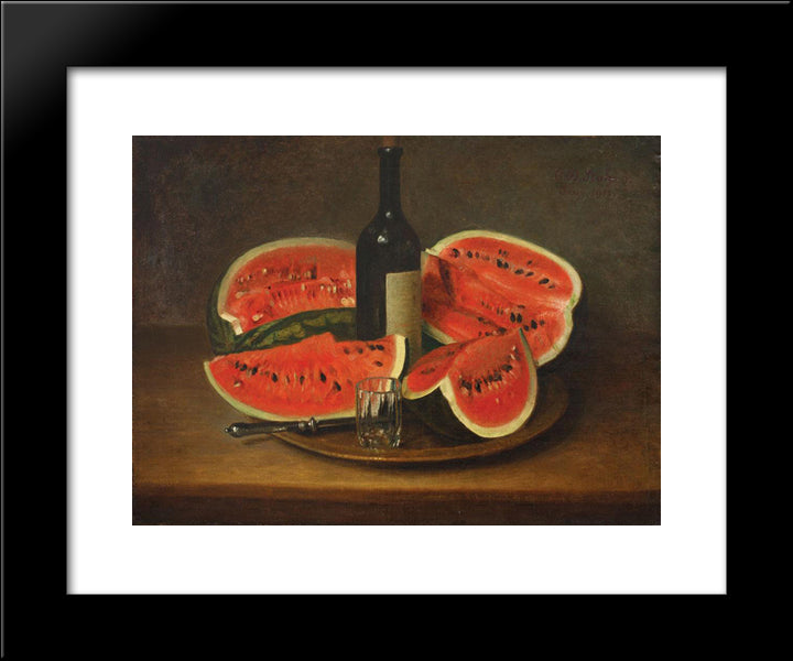 Still Life With Watermelons 20x24 Black Modern Wood Framed Art Print Poster by Stahi, Constantin