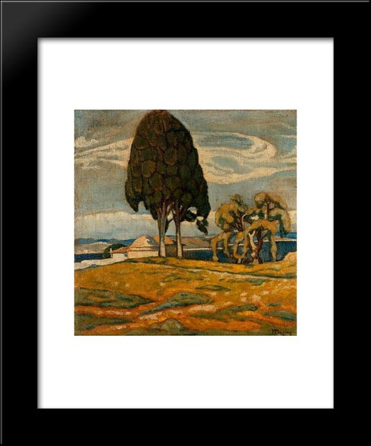 Chapel With Tree 20x24 Black Modern Wood Framed Art Print Poster by Maleas, Constantine