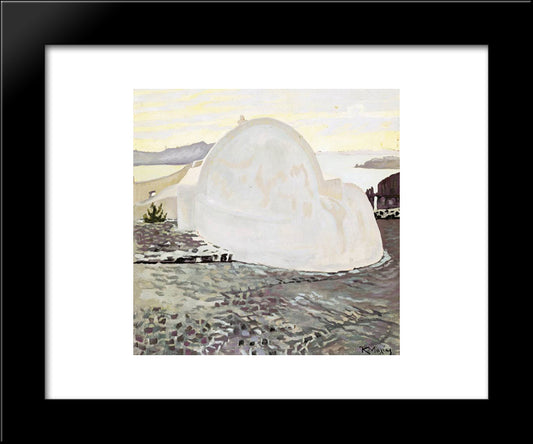 Church At Santorini 20x24 Black Modern Wood Framed Art Print Poster by Maleas, Constantine