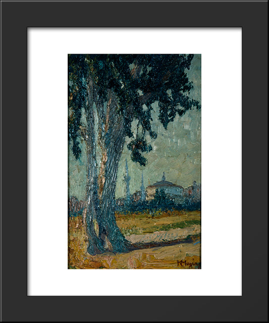 Landscape With Tree And Mosque In The Background 20x24 Black Modern Wood Framed Art Print Poster by Maleas, Constantine