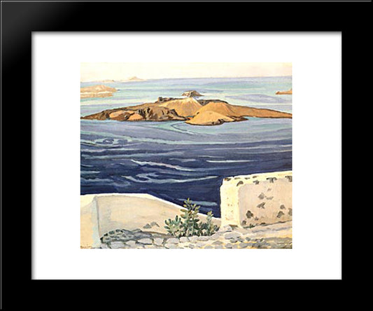 Santorini 20x24 Black Modern Wood Framed Art Print Poster by Maleas, Constantine