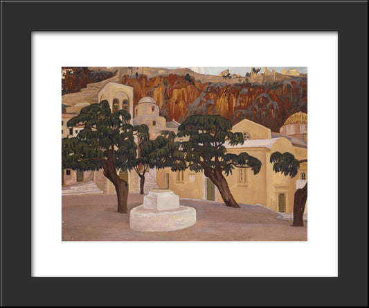 Walls Of Monemvasia 20x24 Black Modern Wood Framed Art Print Poster by Maleas, Constantine