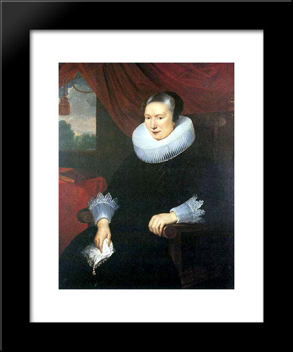 Portrait Of A Lady 20x24 Black Modern Wood Framed Art Print Poster by Vos, Cornelis de