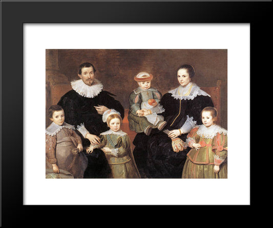 The Family Of The Artist 20x24 Black Modern Wood Framed Art Print Poster by Vos, Cornelis de