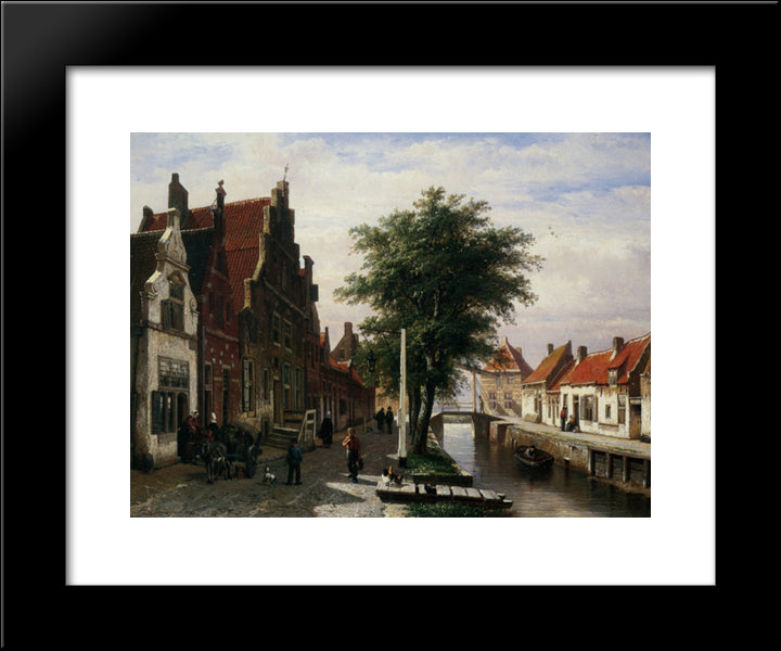 Along The Canal 20x24 Black Modern Wood Framed Art Print Poster by Springer, Cornelis