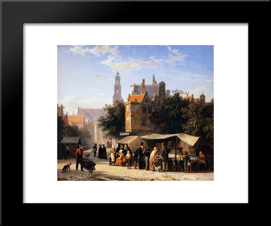 Bookstall On The Noordermarket 20x24 Black Modern Wood Framed Art Print Poster by Springer, Cornelis