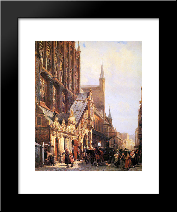 Cityhall In Lbeck 20x24 Black Modern Wood Framed Art Print Poster by Springer, Cornelis