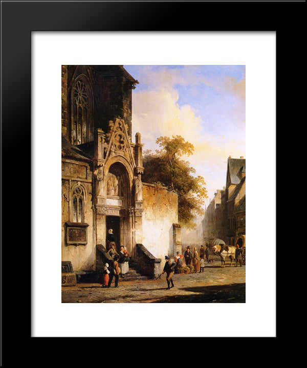 Coming Out Of Church 20x24 Black Modern Wood Framed Art Print Poster by Springer, Cornelis