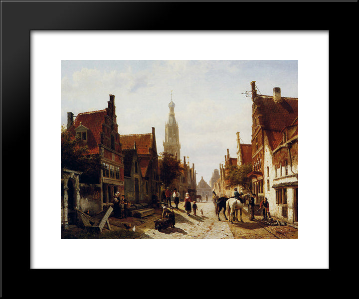 Market Oudewater 20x24 Black Modern Wood Framed Art Print Poster by Springer, Cornelis