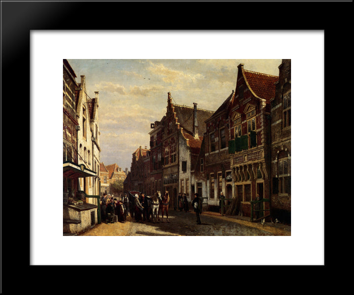 Oudewater Street At Summer 20x24 Black Modern Wood Framed Art Print Poster by Springer, Cornelis