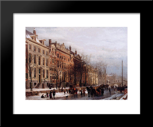 The Herengracht Aan De Amstel 20x24 Black Modern Wood Framed Art Print Poster by Springer, Cornelis