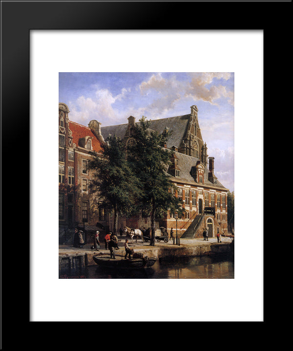 The Oude Waag At The Westerkerk 20x24 Black Modern Wood Framed Art Print Poster by Springer, Cornelis
