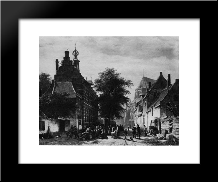 The Town Hall And Market At Naarden 20x24 Black Modern Wood Framed Art Print Poster by Springer, Cornelis