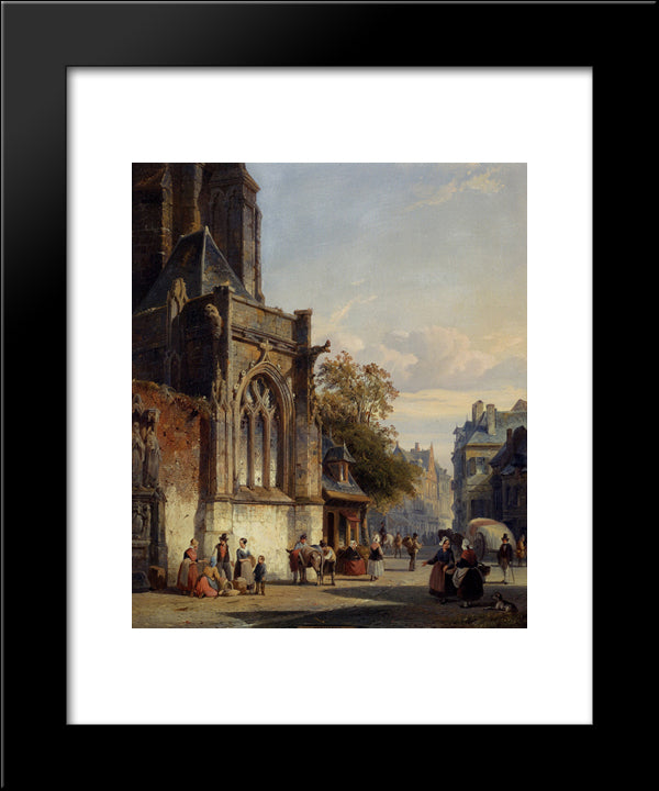 Town Square Before A Church A Capriccio 20x24 Black Modern Wood Framed Art Print Poster by Springer, Cornelis