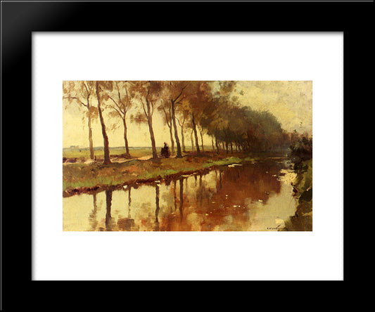 A Peasant Woman On A Path Along A Canal 20x24 Black Modern Wood Framed Art Print Poster by Vreedenburgh, Cornelis