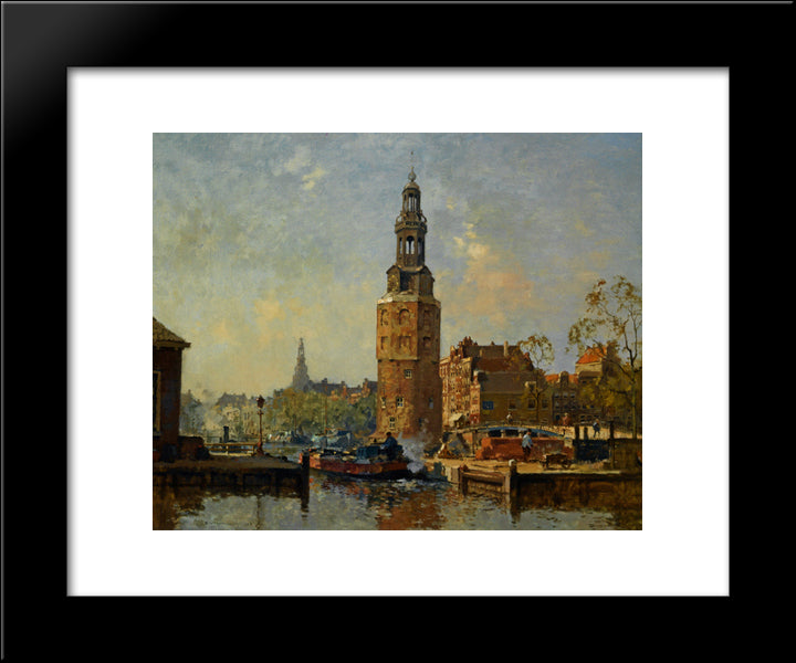 A View Of The Montelbaanstoren Amsterdam 20x24 Black Modern Wood Framed Art Print Poster by Vreedenburgh, Cornelis