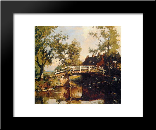 Bridge Near Estate Linschoten 20x24 Black Modern Wood Framed Art Print Poster by Vreedenburgh, Cornelis