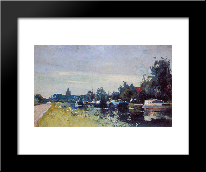 Canal At Loenen Aan De Vecht 20x24 Black Modern Wood Framed Art Print Poster by Vreedenburgh, Cornelis