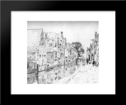 Canal In Dutch Town 20x24 Black Modern Wood Framed Art Print Poster by Vreedenburgh, Cornelis
