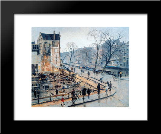 Corner Paleissingel Straat In Amsterdam 20x24 Black Modern Wood Framed Art Print Poster by Vreedenburgh, Cornelis