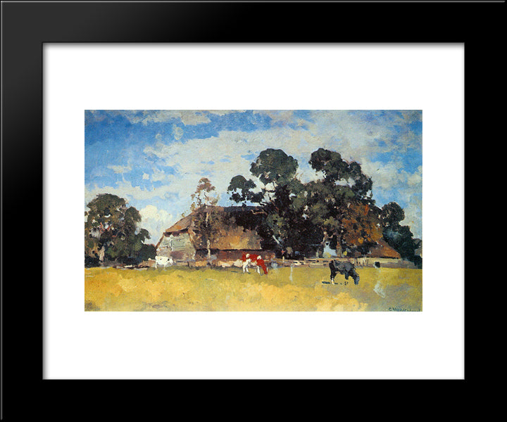 Cows In A Meadow 20x24 Black Modern Wood Framed Art Print Poster by Vreedenburgh, Cornelis