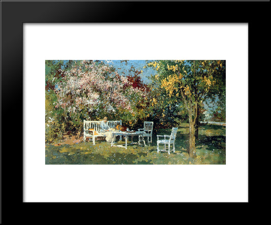 Garden With Blossoming Trees 20x24 Black Modern Wood Framed Art Print Poster by Vreedenburgh, Cornelis