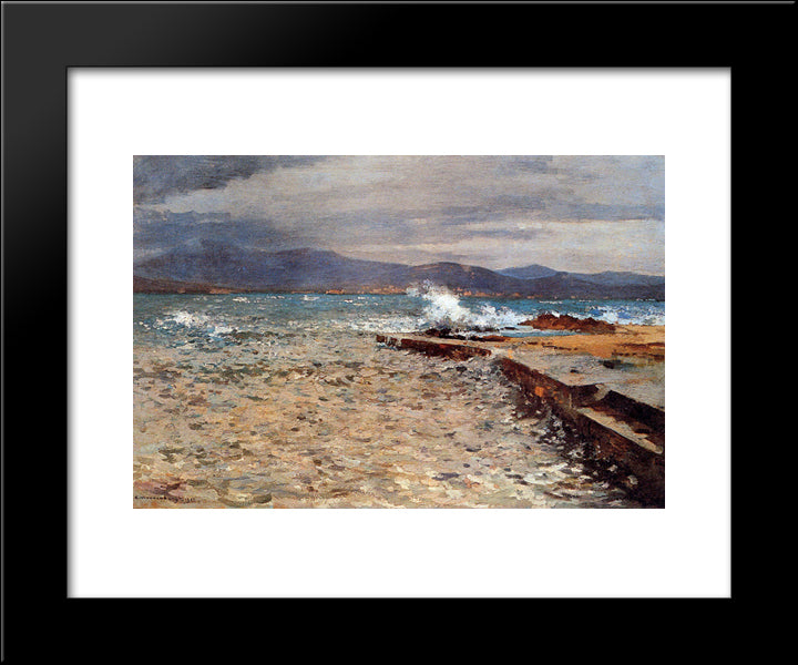 Pier Inn The Bay Of St Tropez 20x24 Black Modern Wood Framed Art Print Poster by Vreedenburgh, Cornelis