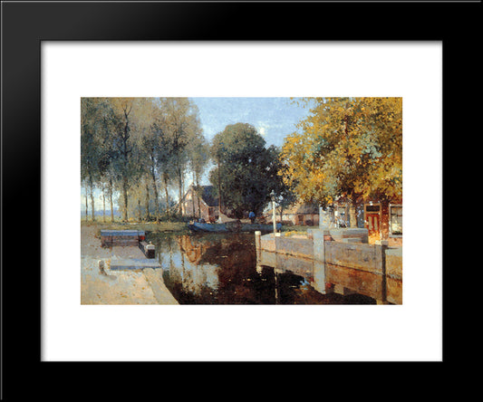 Sluice Of Woerdense Verlaat 20x24 Black Modern Wood Framed Art Print Poster by Vreedenburgh, Cornelis