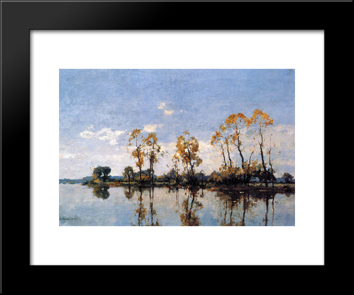 Trees At The Waal 20x24 Black Modern Wood Framed Art Print Poster by Vreedenburgh, Cornelis