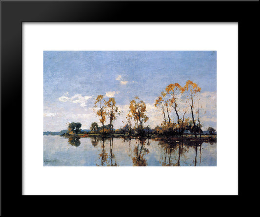 Trees At The Waal 20x24 Black Modern Wood Framed Art Print Poster by Vreedenburgh, Cornelis