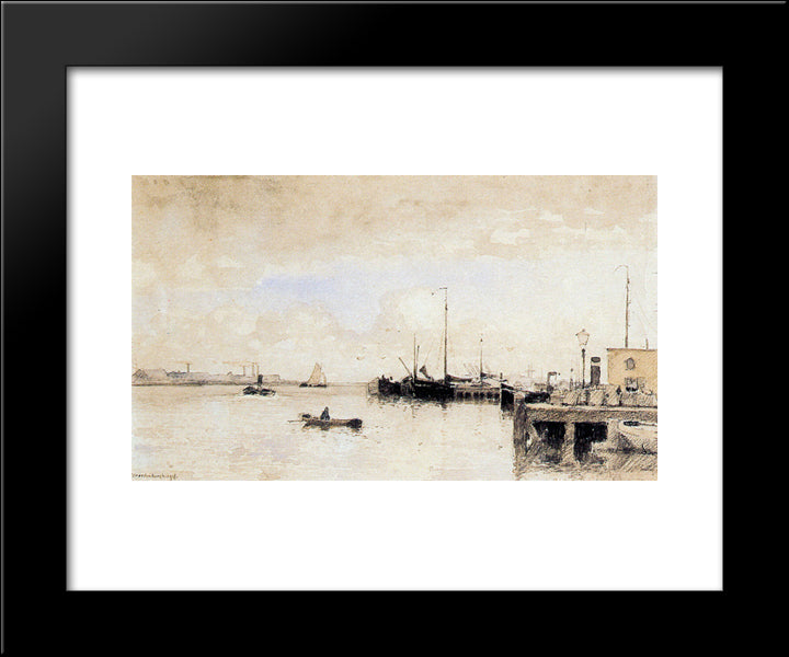 View On The Ij In Amsterdam 20x24 Black Modern Wood Framed Art Print Poster by Vreedenburgh, Cornelis