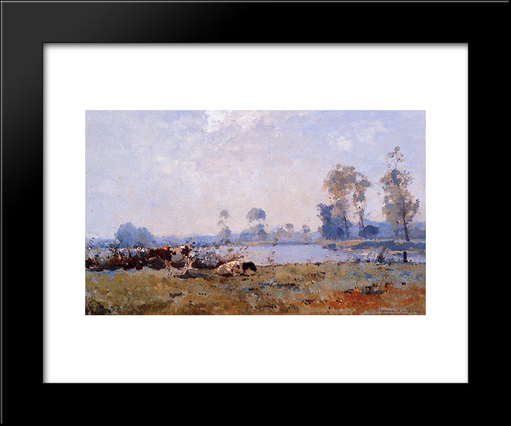 View On The Ijssel Near Hattem 20x24 Black Modern Wood Framed Art Print Poster by Vreedenburgh, Cornelis