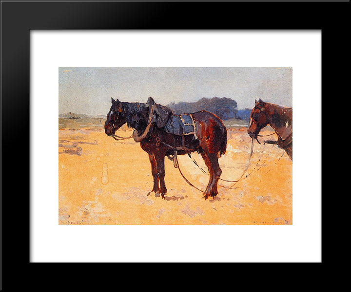 Work Horses 20x24 Black Modern Wood Framed Art Print Poster by Vreedenburgh, Cornelis