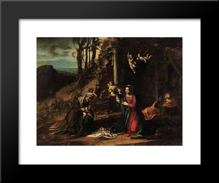 Adoration Of The Christ Child 20x24 Black Modern Wood Framed Art Print Poster by Correggio