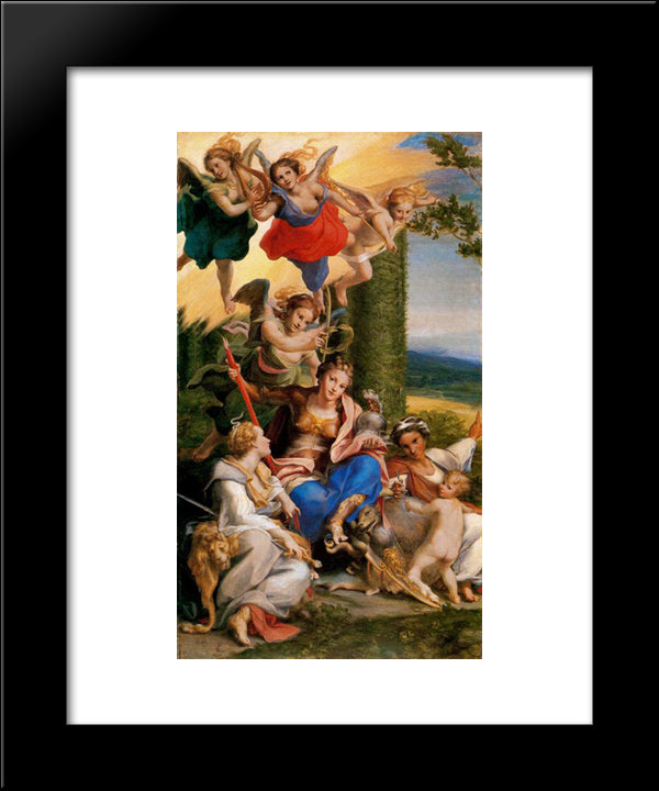 Allegory Of The Virtues 20x24 Black Modern Wood Framed Art Print Poster by Correggio