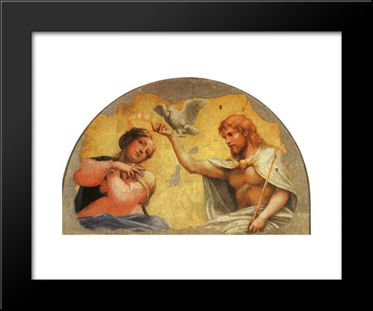 Coronation Of The Virgin 20x24 Black Modern Wood Framed Art Print Poster by Correggio