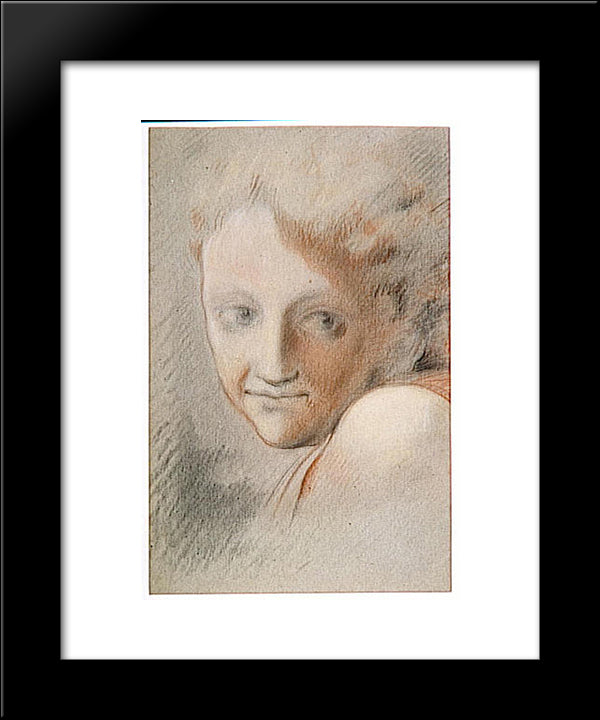 Head Of An Angel 20x24 Black Modern Wood Framed Art Print Poster by Correggio