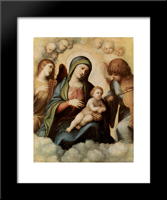 Madonna And Child With Angels 20x24 Black Modern Wood Framed Art Print Poster by Correggio