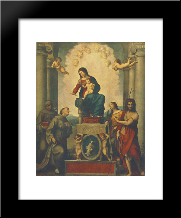 Madonna And Child With Saint Francis 20x24 Black Modern Wood Framed Art Print Poster by Correggio