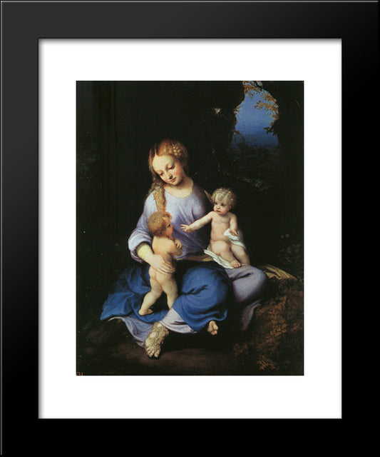 Madonna And Child With The Young Saint John 20x24 Black Modern Wood Framed Art Print Poster by Correggio