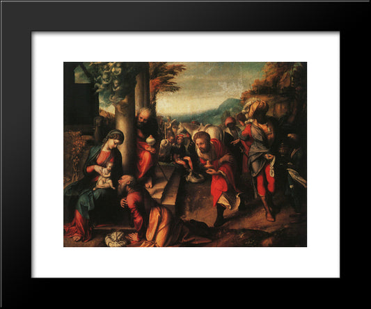 The Adoration Of The Magi 20x24 Black Modern Wood Framed Art Print Poster by Correggio