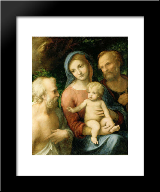 The Holy Family With Saint Jerome 20x24 Black Modern Wood Framed Art Print Poster by Correggio