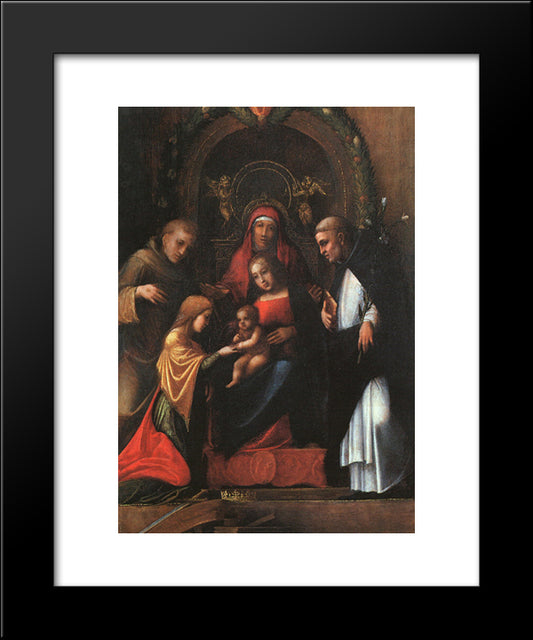 The Mystic Marriage Of St. Catherine 20x24 Black Modern Wood Framed Art Print Poster by Correggio