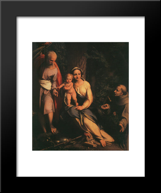 The Rest On The Flight To Egypt With Saint Francis 20x24 Black Modern Wood Framed Art Print Poster by Correggio