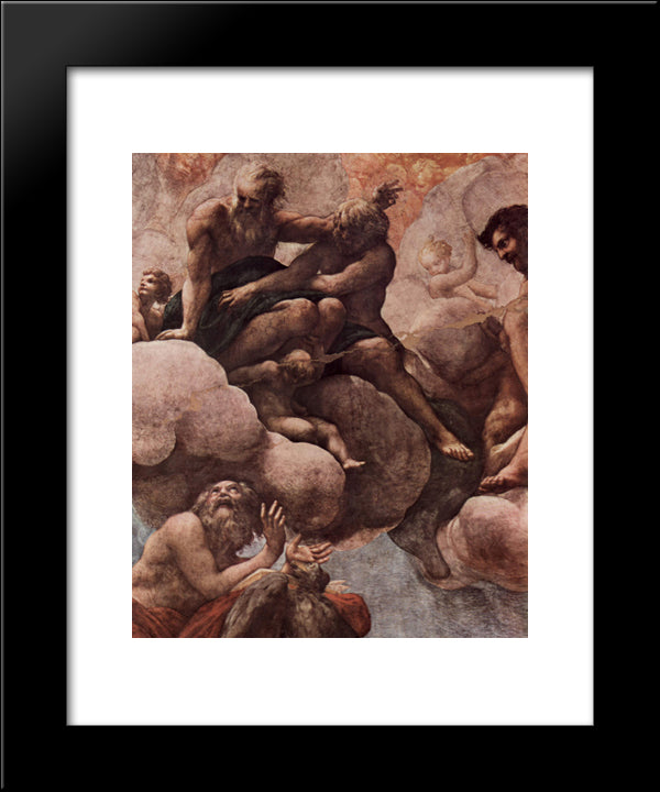 The Vision Of St. John In Patmos 20x24 Black Modern Wood Framed Art Print Poster by Correggio