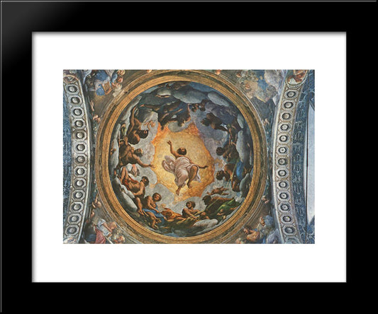 The Vision Of St. John On Patmos 20x24 Black Modern Wood Framed Art Print Poster by Correggio